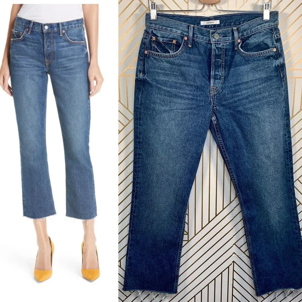 GRLFRND Tatum Crop Flare Jeans in Only Lies Wash